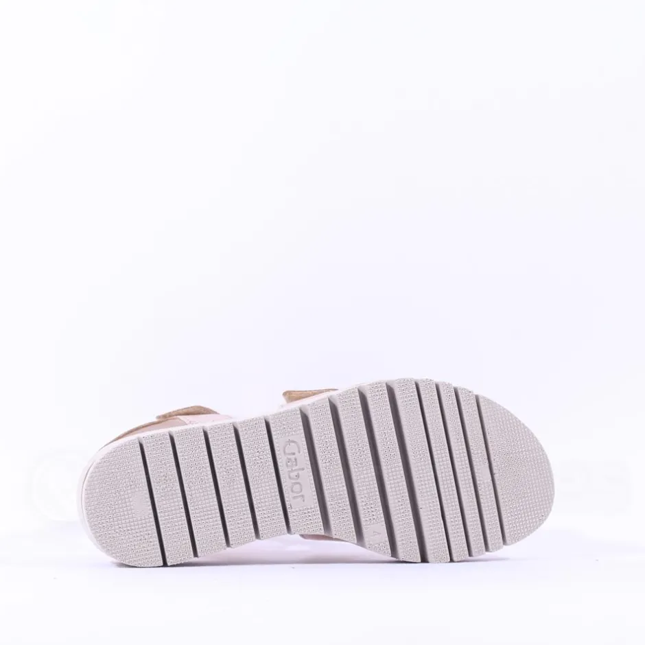 Women Gabor Alfa Triple Velcro Platform Sandal - Gold Leather