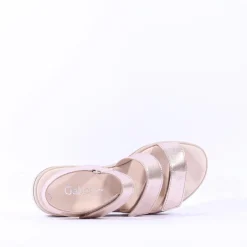 Women Gabor Alfa Triple Velcro Platform Sandal - Gold Leather
