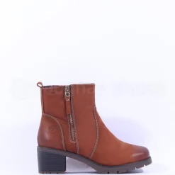 Women Tamaris Alisa Block Heel Ankle Boot - Cognac Nubuck