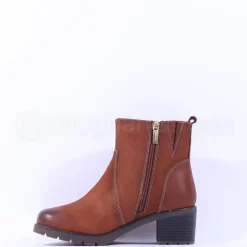 Women Tamaris Alisa Block Heel Ankle Boot - Cognac Nubuck