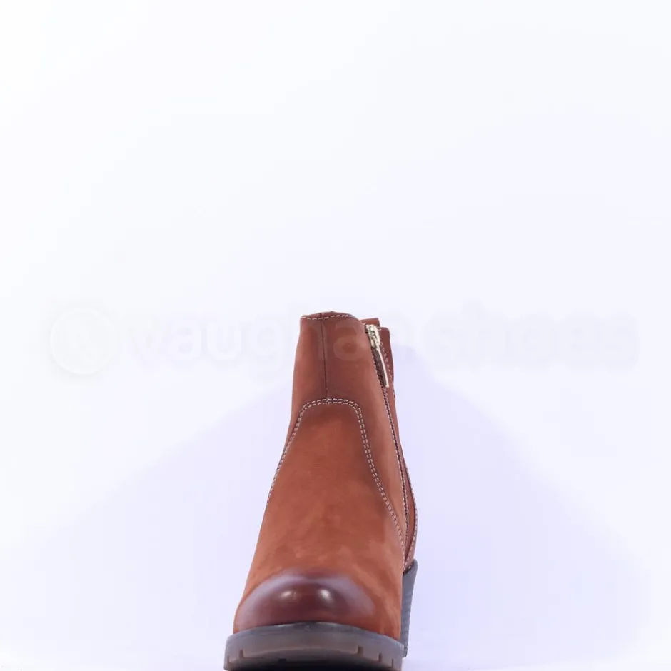 Women Tamaris Alisa Block Heel Ankle Boot - Cognac Nubuck