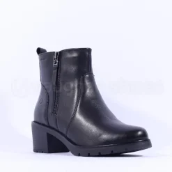 Women Tamaris Alisa Block Heel Ankle Boot - Black Leather