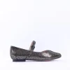 Women Caprice Alisa Low Strap Shimmer Pump - Black Gold