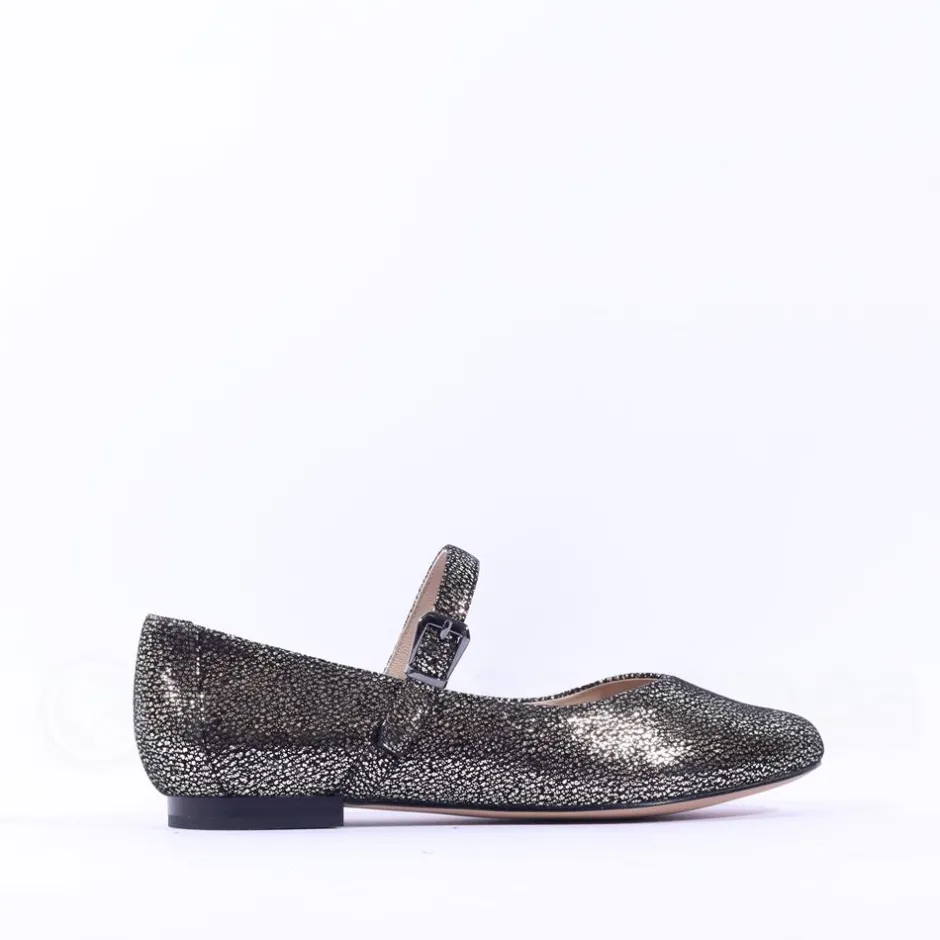 Women Caprice Alisa Low Strap Shimmer Pump - Black Gold