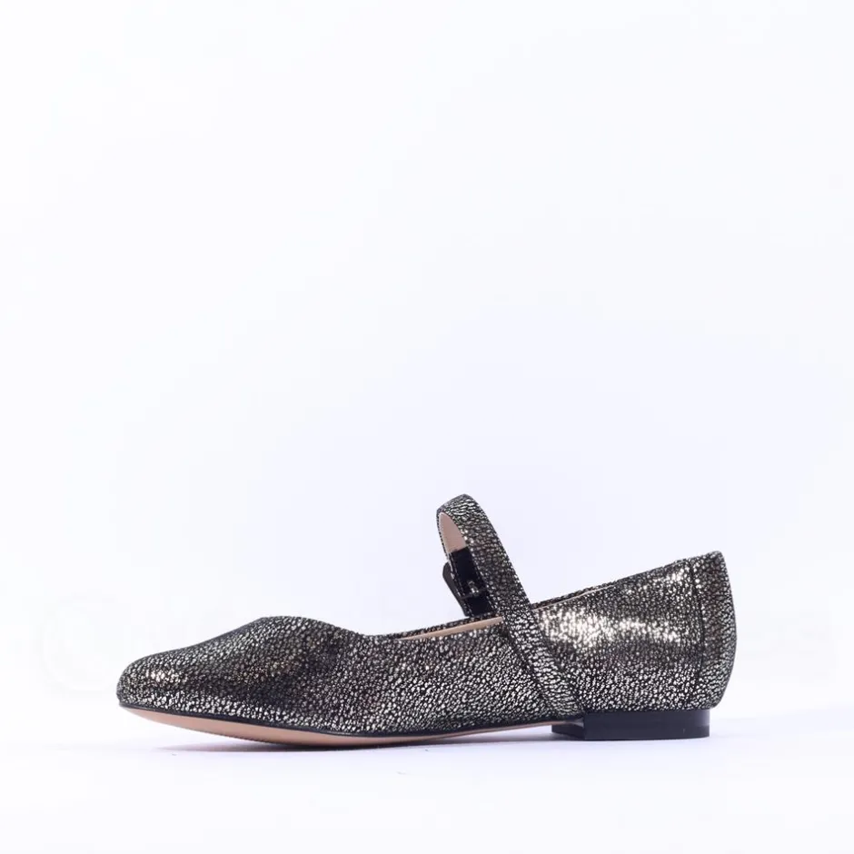 Women Caprice Alisa Low Strap Shimmer Pump - Black Gold