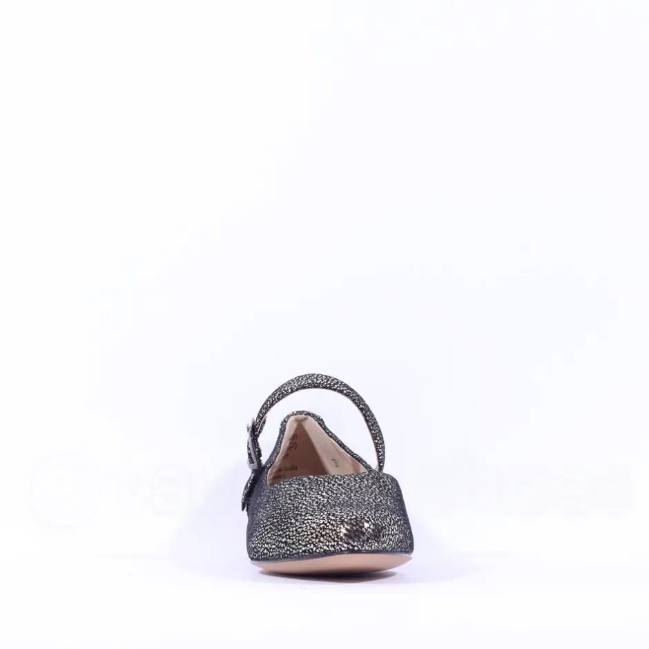 Women Caprice Alisa Low Strap Shimmer Pump - Black Gold