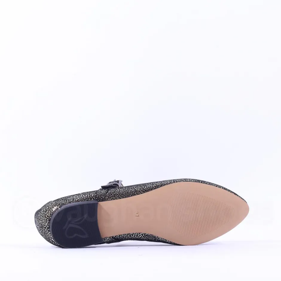 Women Caprice Alisa Low Strap Shimmer Pump - Black Gold
