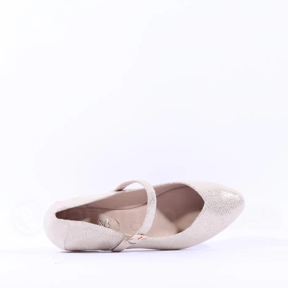 Women Caprice Alisa Low Strap Shimmer Pump - Light Gold