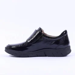 Women Caprice Allie Velcro Strap Comfort Shoe - Black Patent