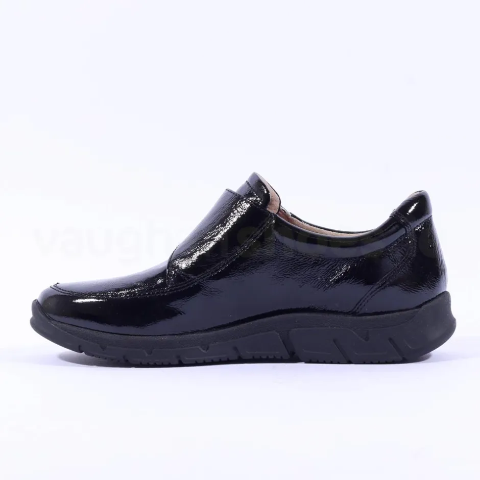 Women Caprice Allie Velcro Strap Comfort Shoe - Black Patent