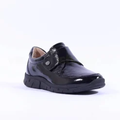 Women Caprice Allie Velcro Strap Comfort Shoe - Black Patent