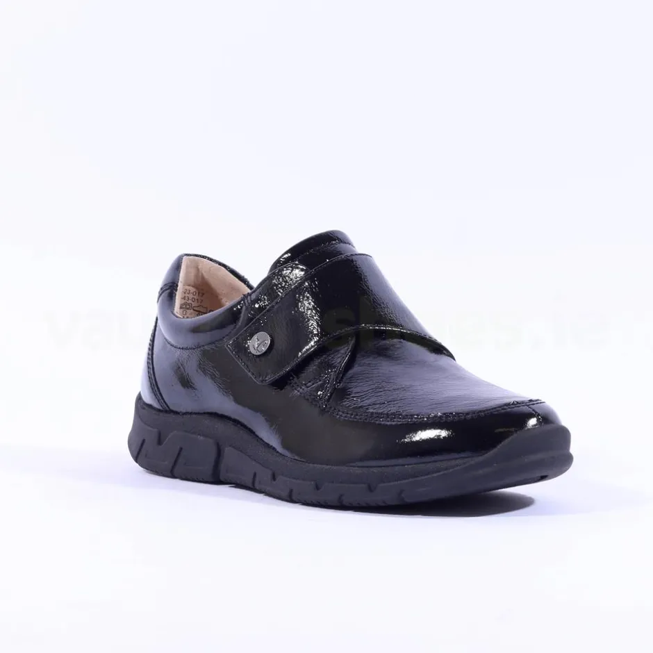 Women Caprice Allie Velcro Strap Comfort Shoe - Black Patent