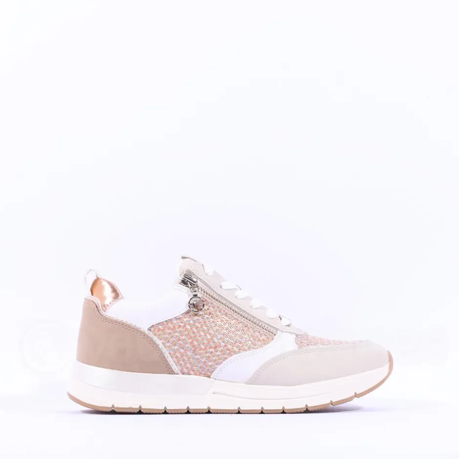 Women Tamaris Almina Multi Side Zip Trainer - Ivory Structure