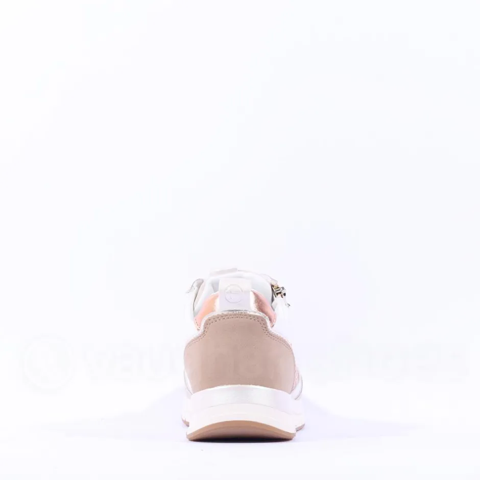 Women Tamaris Almina Multi Side Zip Trainer - Ivory Structure