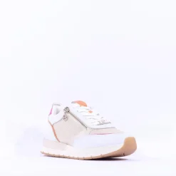 Women Tamaris Almina Multi Side Zip Trainer - White Gold Combi