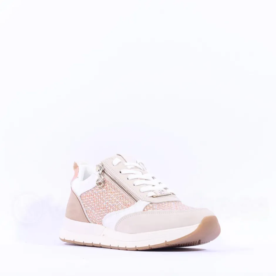Women Tamaris Almina Multi Side Zip Trainer - Ivory Structure