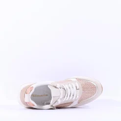 Women Tamaris Almina Multi Side Zip Trainer - Ivory Structure