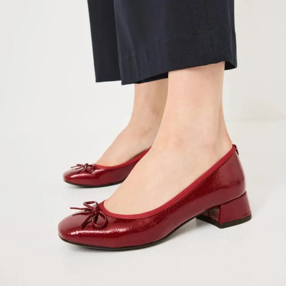 Women Tamaris Almira Bow Tie Block Heel Pump - Red Patent