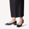 Women Tamaris Almira Bow Tie Block Heel Pump - Navy Patent