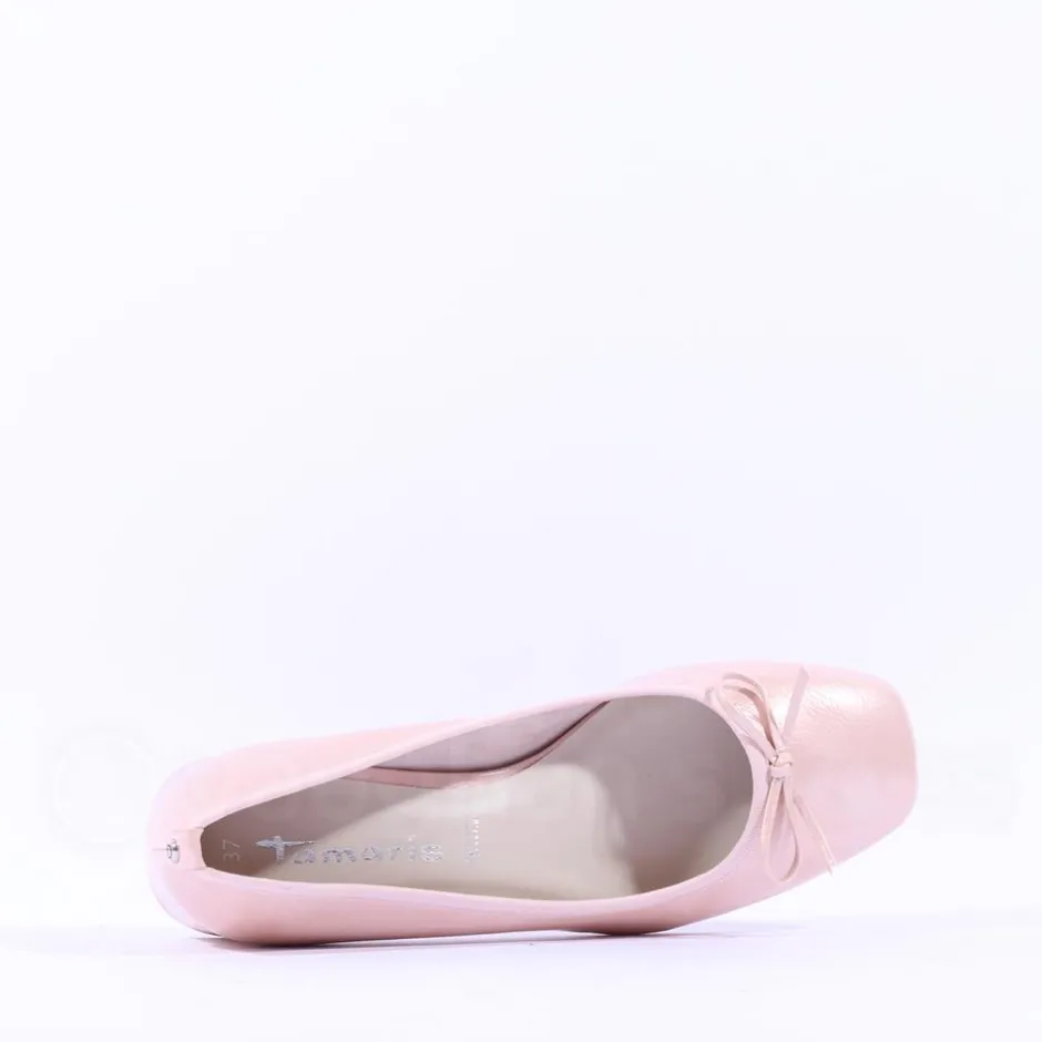 Women Tamaris Almira Bow Tie Block Heel Pump - Powder