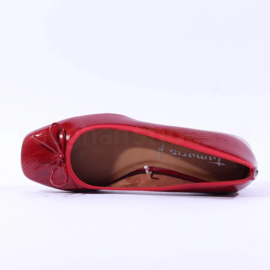 Women Tamaris Almira Bow Tie Block Heel Pump - Red Patent