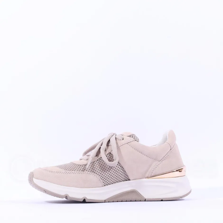 Women Gabor Aloe Rolling Soft Mesh Trainer - Beige Gold