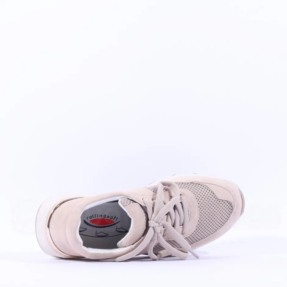Women Gabor Aloe Rolling Soft Mesh Trainer - Beige Gold