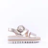 Women Gabor Amarillo Ring Buckle Platform Sand - Gold Leather