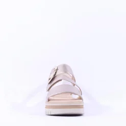 Women Gabor Amarillo Ring Buckle Platform Sand - Gold Leather