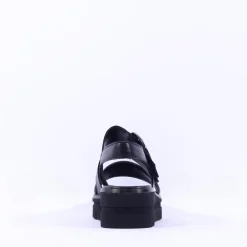 Women Gabor Amarillo Ring Buckle Platform Sand - Black Leather