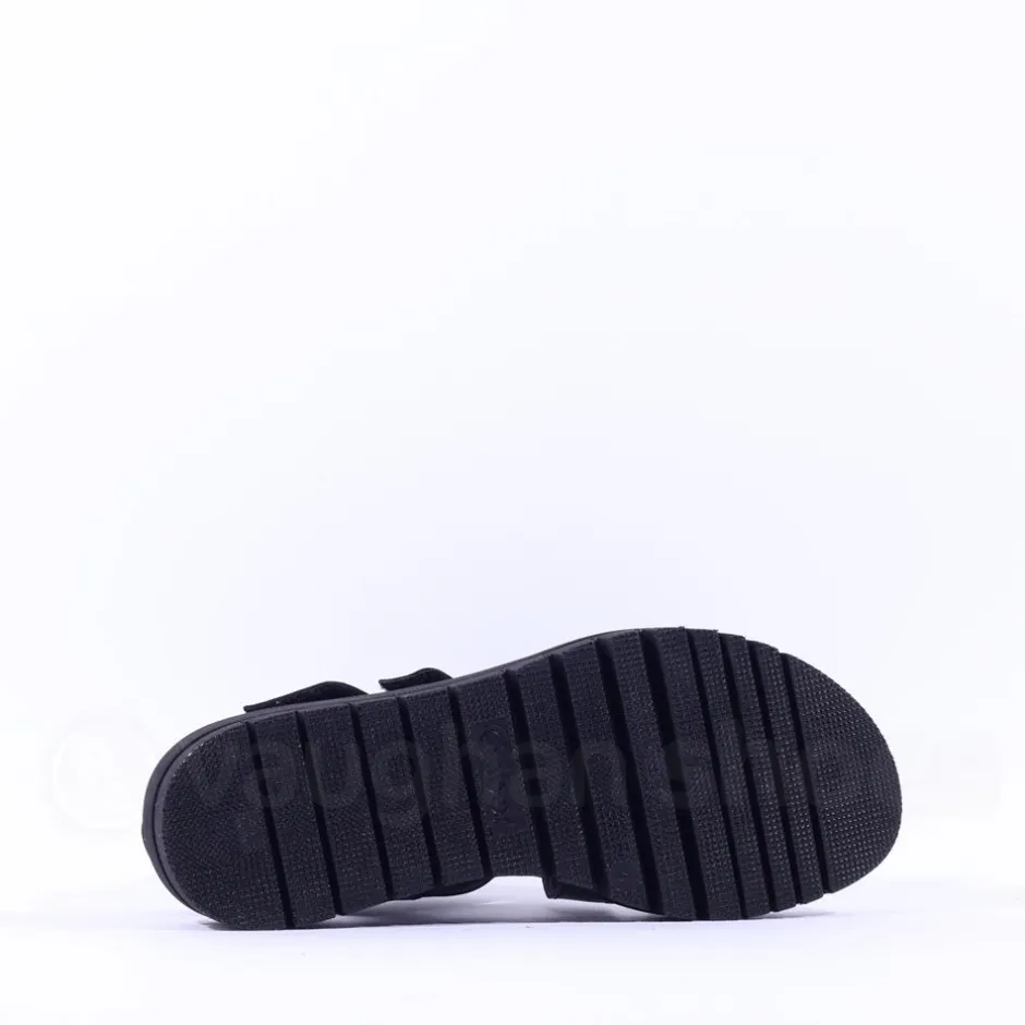Women Gabor Amarillo Ring Buckle Platform Sand - Black Leather