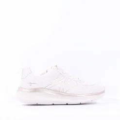 Women Tamaris Amelie Athleisure Wedge Trainer - Off White Gold