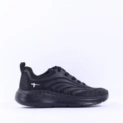 Women Tamaris Amelie Athleisure Wedge Trainer - Black Fabric