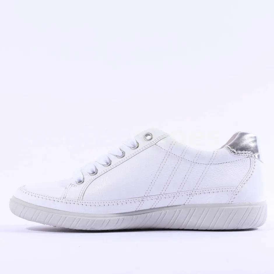 Women Gabor Amulet Laced Casual Shoe - White Leather