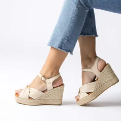 Women Wonders Anakena Espadrille Wedge - Cream Leather