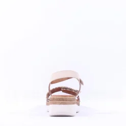 Women Tamaris Andira 2 Velcro Strap Low Sandal - Ivory Leopard Combi