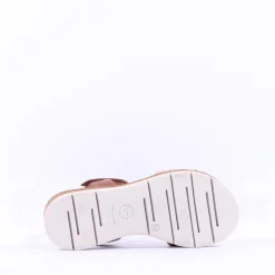 Women Tamaris Andira 2 Velcro Strap Low Sandal - Cognac Combi