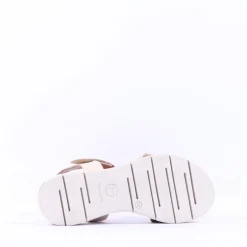 Women Tamaris Andira 2 Velcro Strap Low Sandal - Ivory Leopard Combi