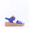 Women Gabor Andre Ring Buckle Layered Sandal - Blue Suede