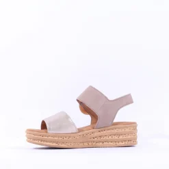 Women Gabor Andre Ring Buckle Layered Sandal - Beige Metallic