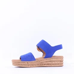 Women Gabor Andre Ring Buckle Layered Sandal - Blue Suede