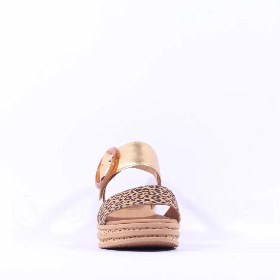 Women Gabor Andre Ring Buckle Layered Sandal - Metallic Leopard