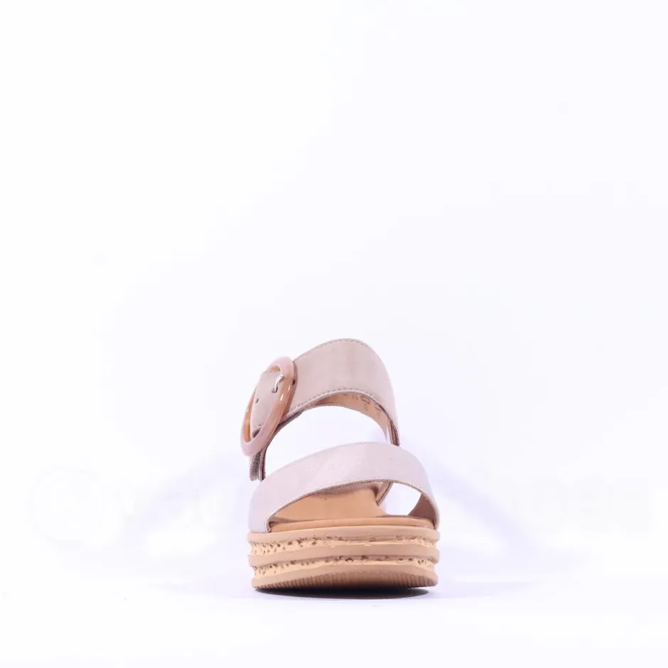 Women Gabor Andre Ring Buckle Layered Sandal - Beige Metallic