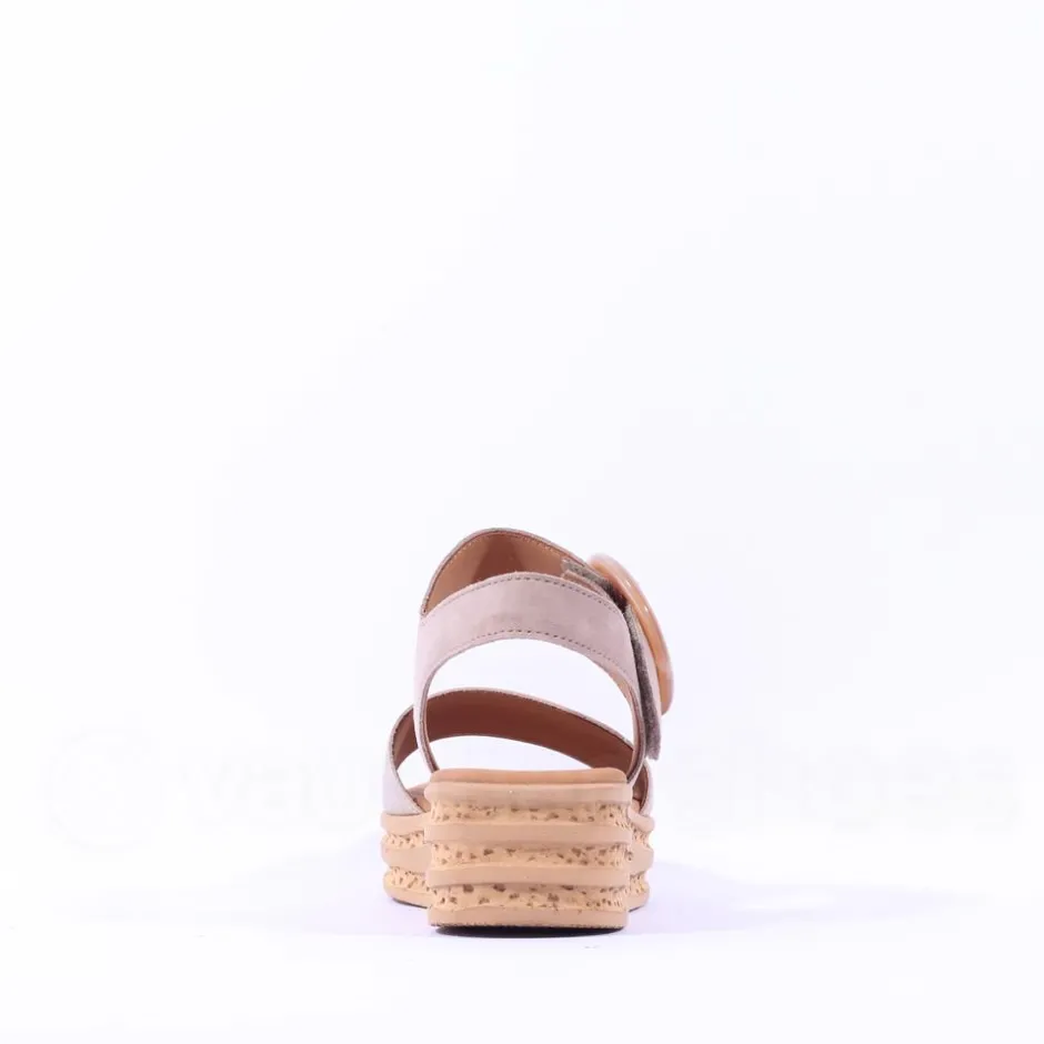Women Gabor Andre Ring Buckle Layered Sandal - Beige Metallic