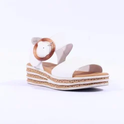Women Gabor Andre Ring Buckle Layered Sandal - Latte Leather
