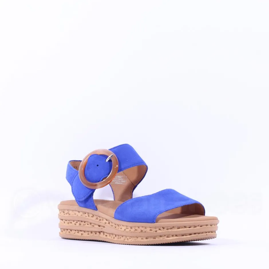 Women Gabor Andre Ring Buckle Layered Sandal - Blue Suede
