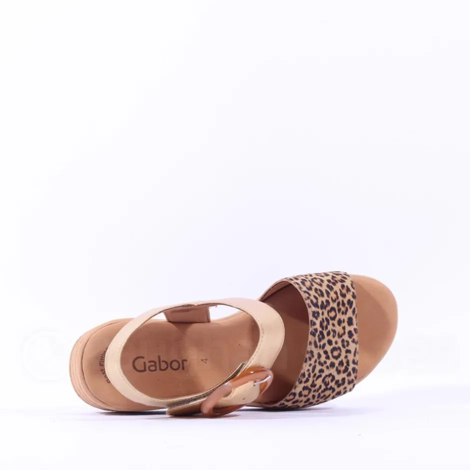 Women Gabor Andre Ring Buckle Layered Sandal - Metallic Leopard