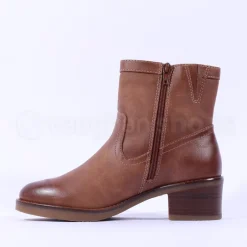 Women S.Oliver Anna Low Block Heel Ankle Boot - Cognac