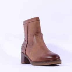 Women S.Oliver Anna Low Block Heel Ankle Boot - Cognac