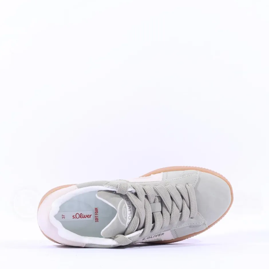 Women S.Oliver Anna Thick Lace Gumsole Trainer - Pistachio